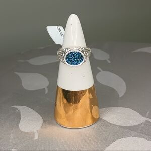 Vintage .925/Blue Druzy Quartz Ring